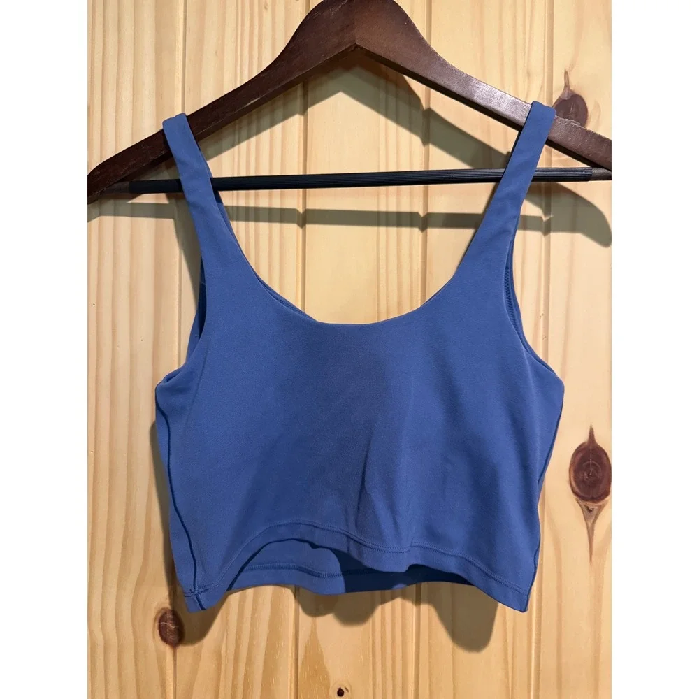 OFFLINE by Aerie Real Me Longline Sports Bra Blue V-Neck Crop Top Medium - Picture 2 of 6